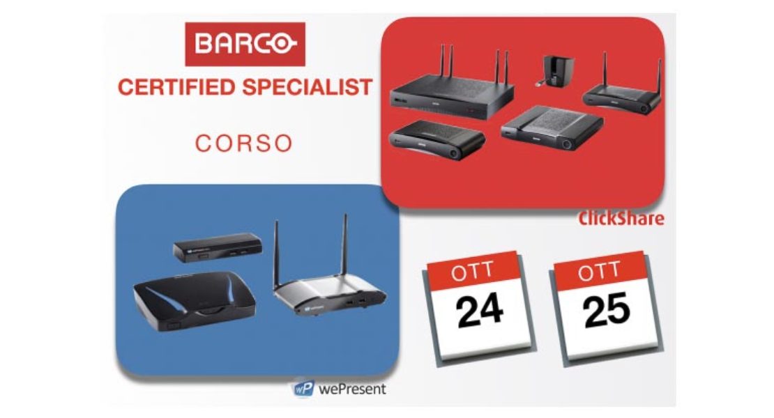 Corsi di certificazione Barco riguardanti i prodotti Barco ClickShare e wePresent