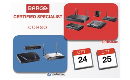 Corsi di certificazione Barco riguardanti i prodotti Barco ClickShare e wePresent