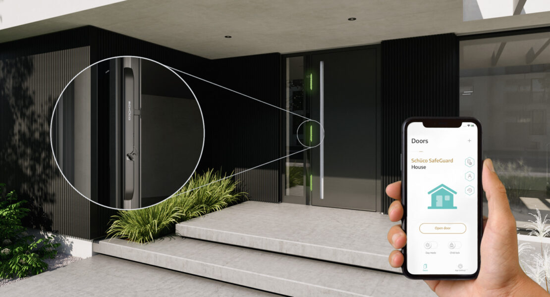 Sistema di chiusura motorizzata Schüco SafeGuard per porte Schüco AD UP